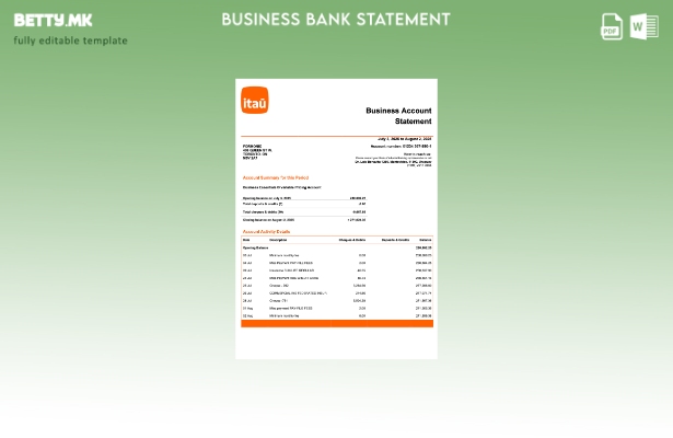 модерен стил Уругвај Itau претпријатие изјава за Word и PDF шаблон